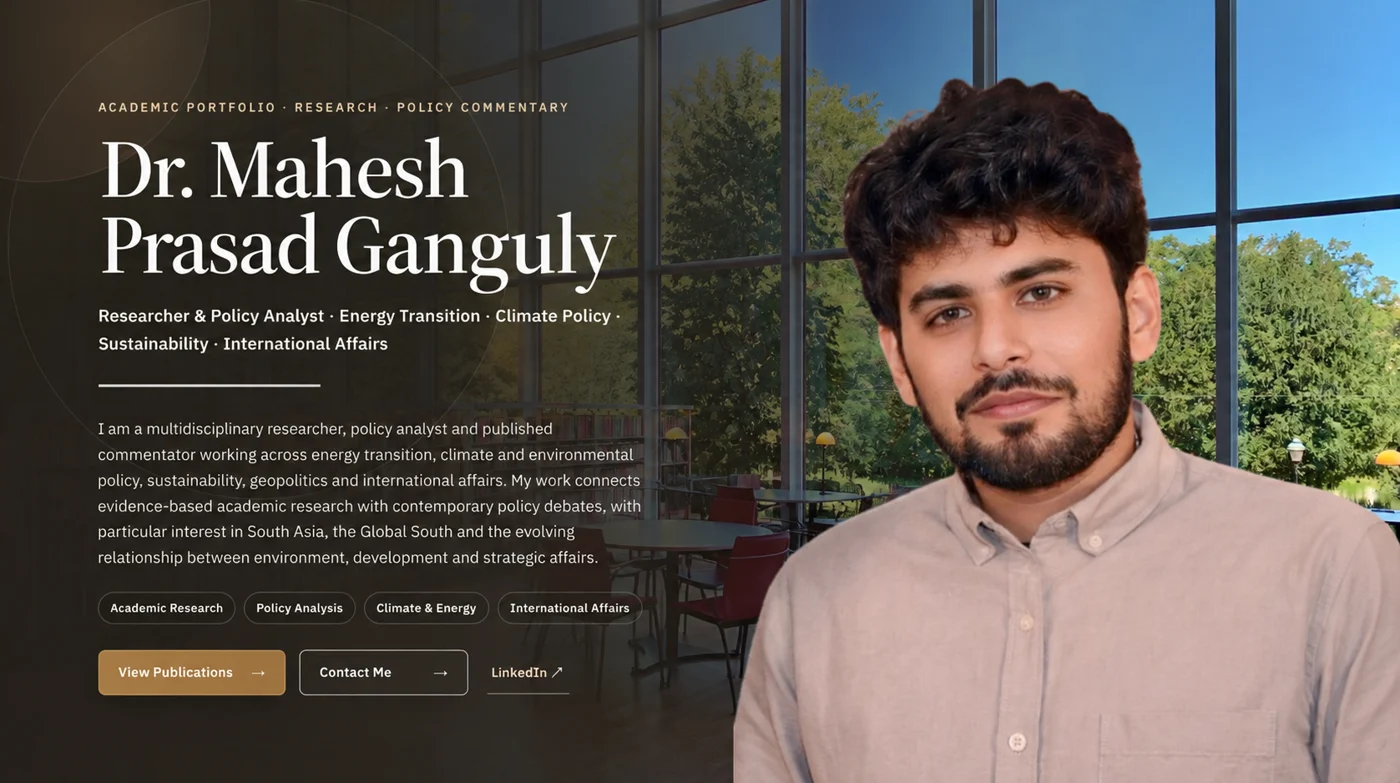 Website design reference for the Mahesh Ganguly portfolio