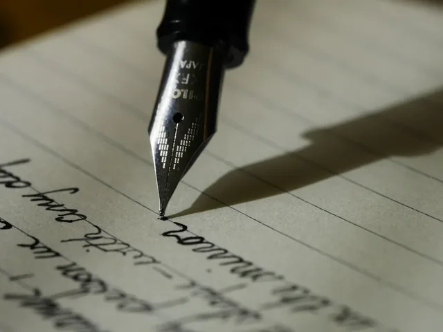 Fountain pen writing on paper, representing technical content writing