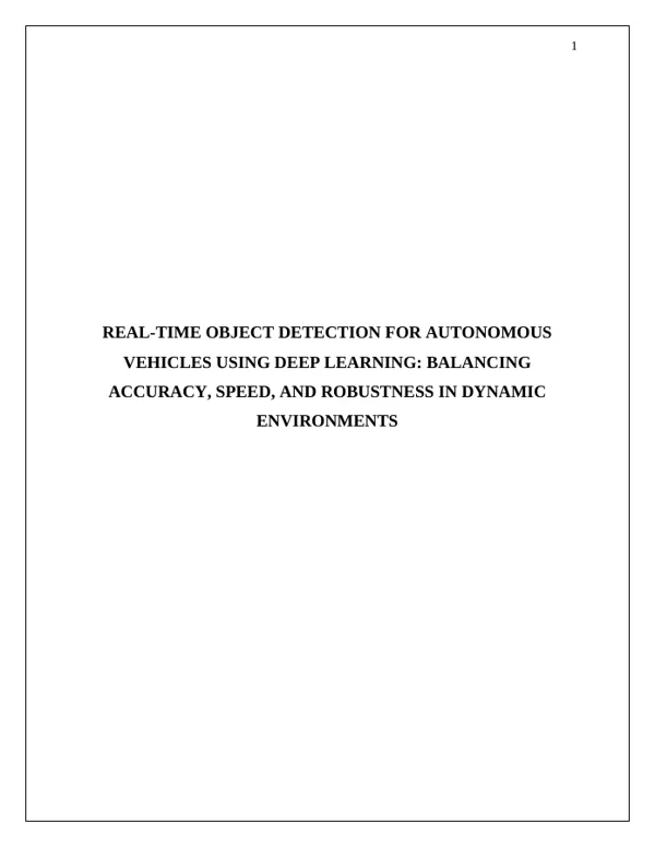 Real-Time Object Detection for Autonomous Vehicles report preview