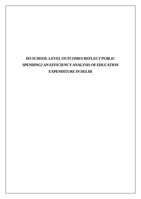Education Expenditure and School Outcomes in Delhi report preview