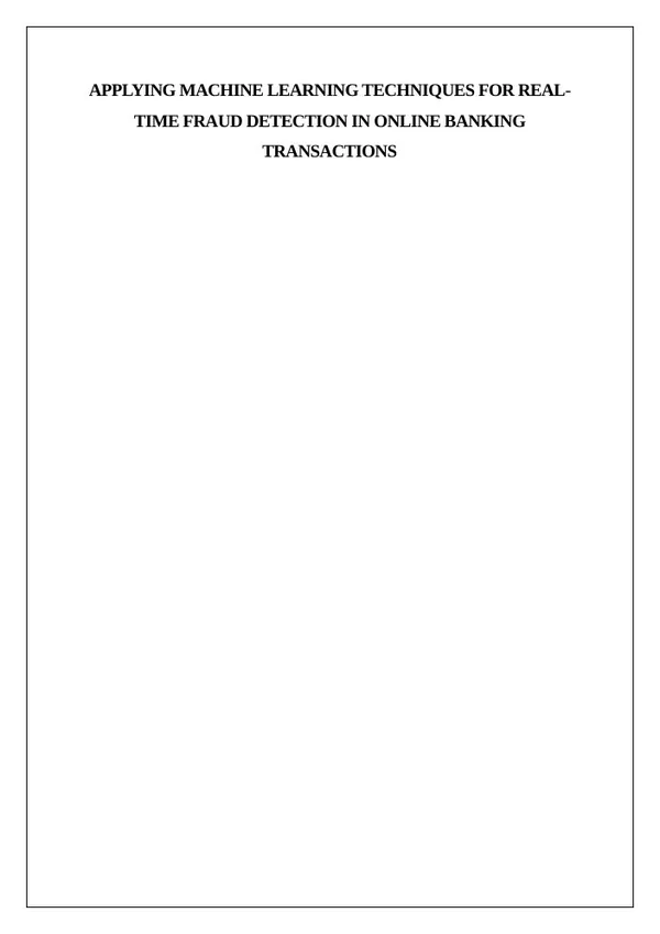Machine Learning for Online Banking Fraud Detection report preview