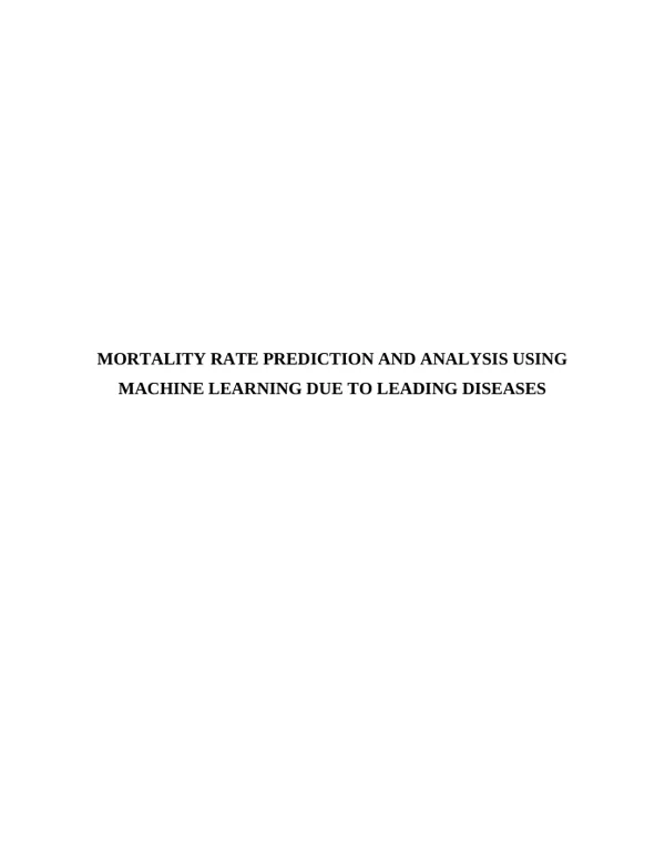 Mortality Rate Prediction Using Machine Learning report preview