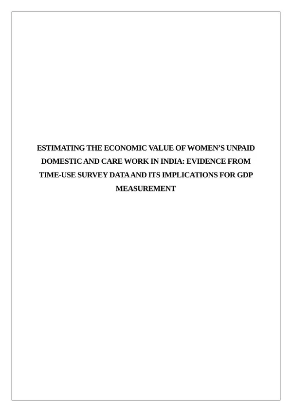 The Economic Value of Women’s Unpaid Care Work in India report preview