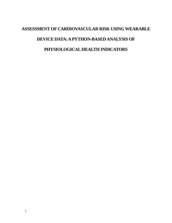 Cardiovascular Risk Assessment Using Wearable Data report preview